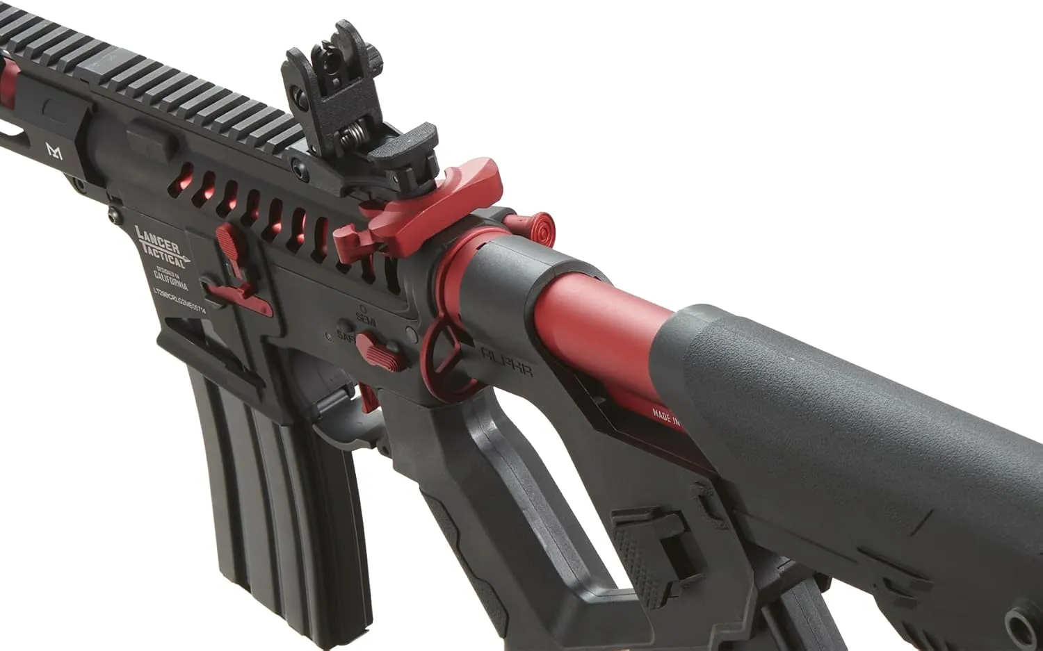 Lancer Tactical Gen 2 Proline 7'' Enforcer Needle Tail Skeleton Full Metal Airsoft AEG with Alpha Stock (ETU &Mosfet)- Two Magazines Included