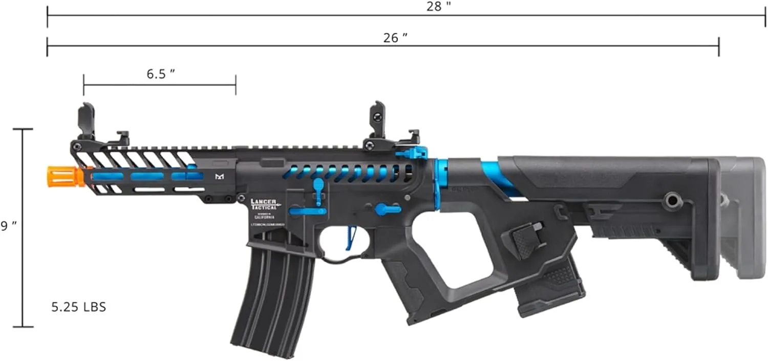 Lancer Tactical Gen 2 Proline 7'' Enforcer Needle Tail Skeleton Full Metal Airsoft AEG with Alpha Stock (ETU &Mosfet)- Two Magazines Included