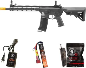 Lancer Tactical Gen 3 Programmable Trigger Hellion MLOCK 10" Lightweight Durable Polymer M4 Airsoft MLOK AEG W/Lipo Battery & Charger (ETU & MOSFET Included)