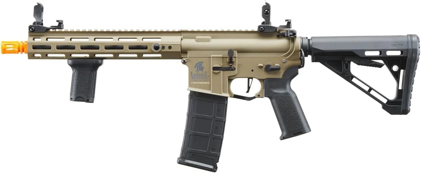 Lancer Tactical Gen 3 Programmable Trigger Hellion MLOCK 10" Lightweight Durable Polymer M4 Airsoft MLOK AEG w/Lipo Battery & Charger (ETU & MOSFET Included)