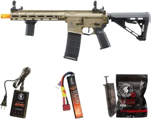 Lancer Tactical Gen 3 Programmable Trigger Hellion MLOCK 10" Lightweight Durable Polymer M4 Airsoft MLOK AEG w/Lipo Battery & Charger (ETU & MOSFET Included)