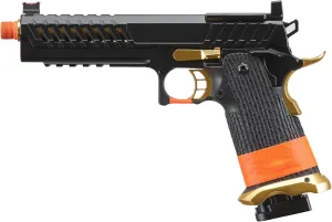 Lancer Tactical Knightshade Hi-Capa Gas Blowback Airsoft Pistol (Color: Black & Gold)-California Compliant