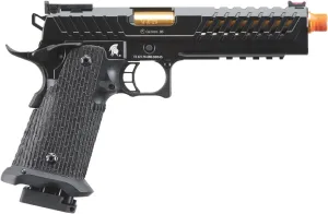 Lancer Tactical Knightshade Hi-Capa Gas Blowback Airsoft Pistol Color: Black/Gold Barrel
