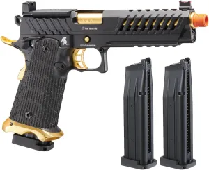 Lancer Tactical Knightshade Hi-Capa Gas Blowback Airsoft Pistol with Extra Airsoft Magazine (Red Dot Mount)