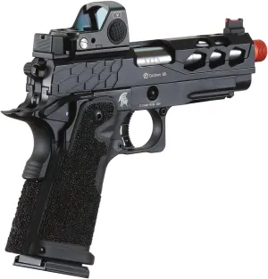 Lancer Tactical STRYK Hi-Capa 4.3 Gas Blowback Airsoft Pistol with Red Dot Mini Sight (Black/Gold)
