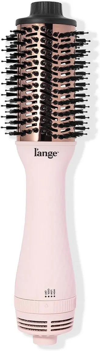L'ANGE HAIR Le Volume 2-in-1 Titanium Blow Dryer Brush | Hot Air Brush in One with Oval Barrel | Hair Styler for Smooth, Frizz-Free Results for All Hair Types (Blush - 60mm)