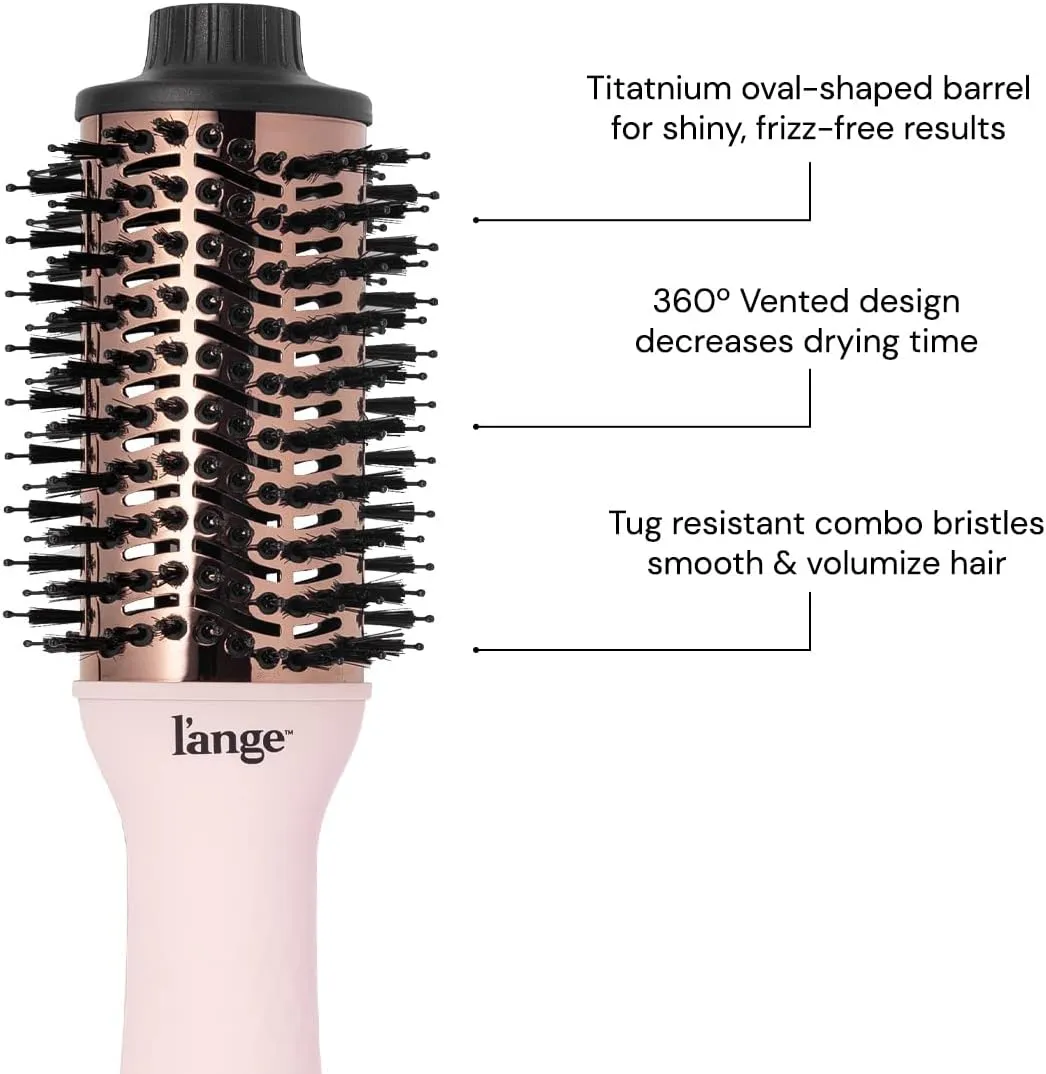 L'ANGE HAIR Le Volume 2-in-1 Titanium Blow Dryer Brush | Hot Air Brush in One with Oval Barrel | Hair Styler for Smooth, Frizz-Free Results for All Hair Types (Blush - 60mm)