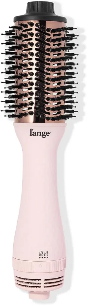 L'ANGE HAIR Le Volume 2-in-1 Titanium Blow Dryer Brush | Hot Air Brush in One with Oval Barrel | Hair Styler for Smooth, Frizz-Free Results for All Hair Types (Blush - 60mm)