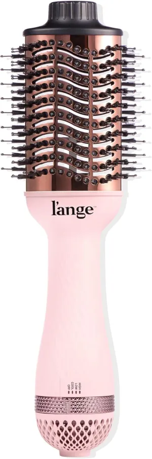 L'ANGE HAIR Le Volume 2-in-1 Titanium Blow Dryer Brush | Hot Air Brush in One with Oval Barrel | Hair Styler for Smooth, Frizz-Free Results for All Hair Types (Blush - 75 mm)