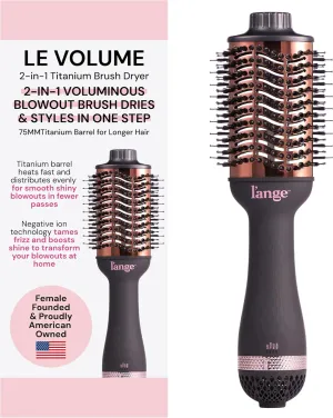 L'ANGE HAIR Le Volume 2-in-1 Titanium Brush Dryer Black | 75 MM Hot Air Blow Dryer Brush in One with Oval Barrel | Hair Styler for Smooth, Frizz-Free Results for All Hair Types (Black - 75MM)