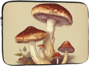 Laptop Sleeve Bag Durable Shockproof Protective Laptop Case Vintage Edible Mushrooms Computer Carrying Cover Briefcase 17 inch