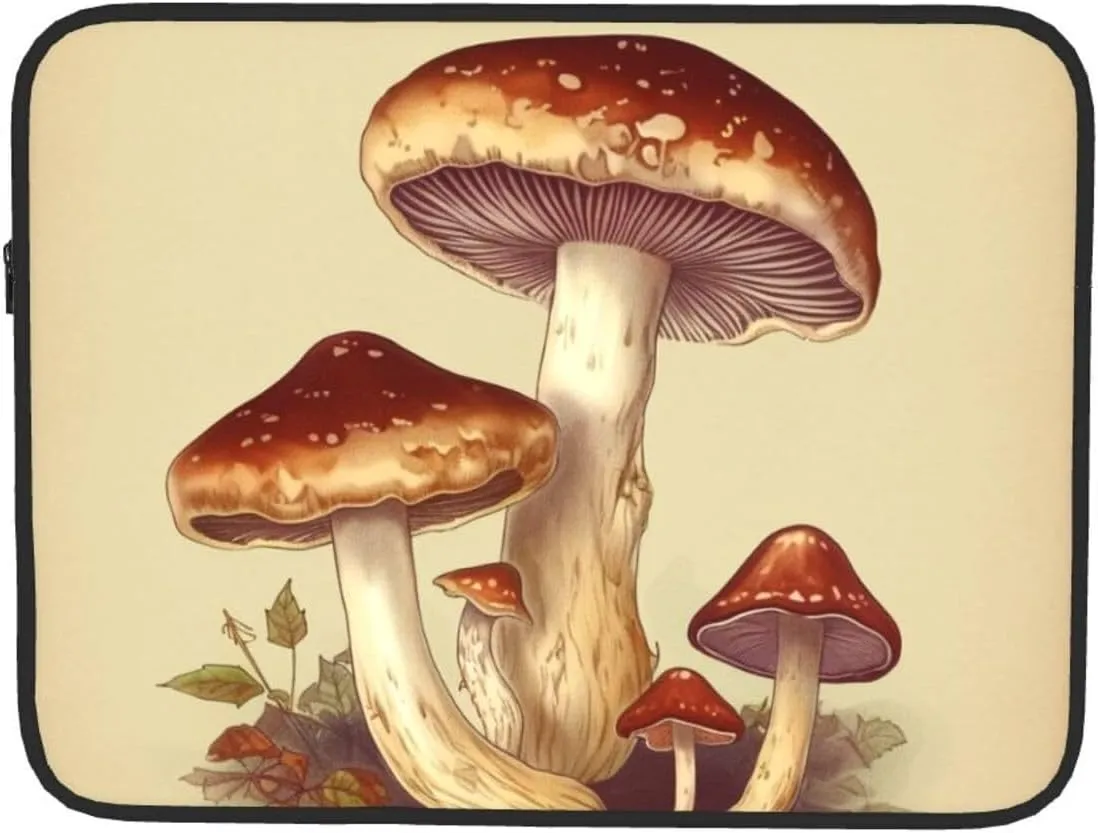 Laptop Sleeve Bag Durable Shockproof Protective Laptop Case Vintage Edible Mushrooms Computer Carrying Cover Briefcase 17 inch