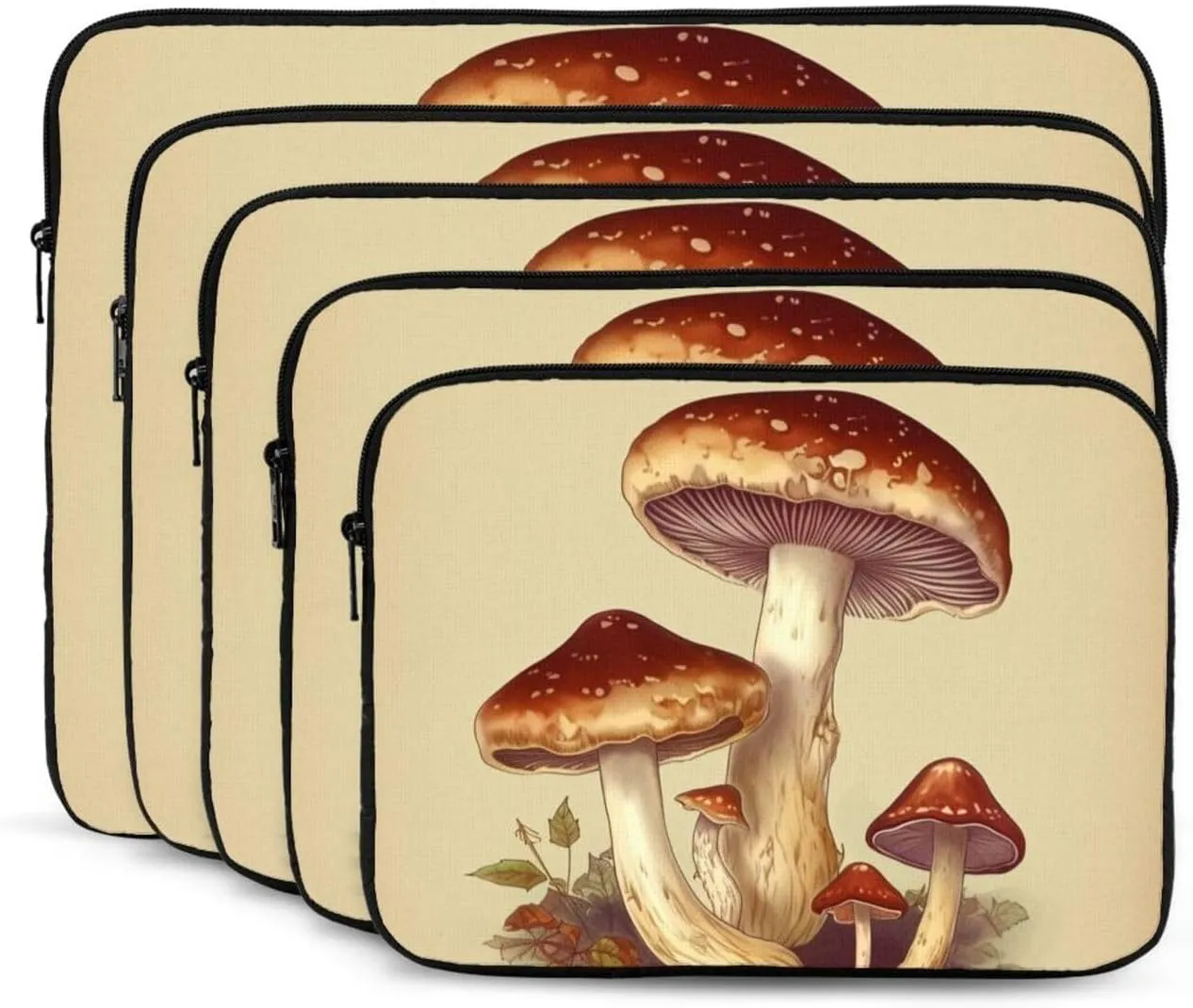 Laptop Sleeve Bag Durable Shockproof Protective Laptop Case Vintage Edible Mushrooms Computer Carrying Cover Briefcase 17 inch