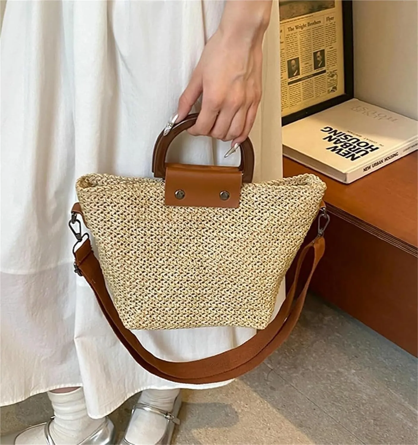 Large Beach Bags for Women Travel Straw Purses Tote Straw Tote Vacation Handbags Shoulder Bag Crossbody Bags