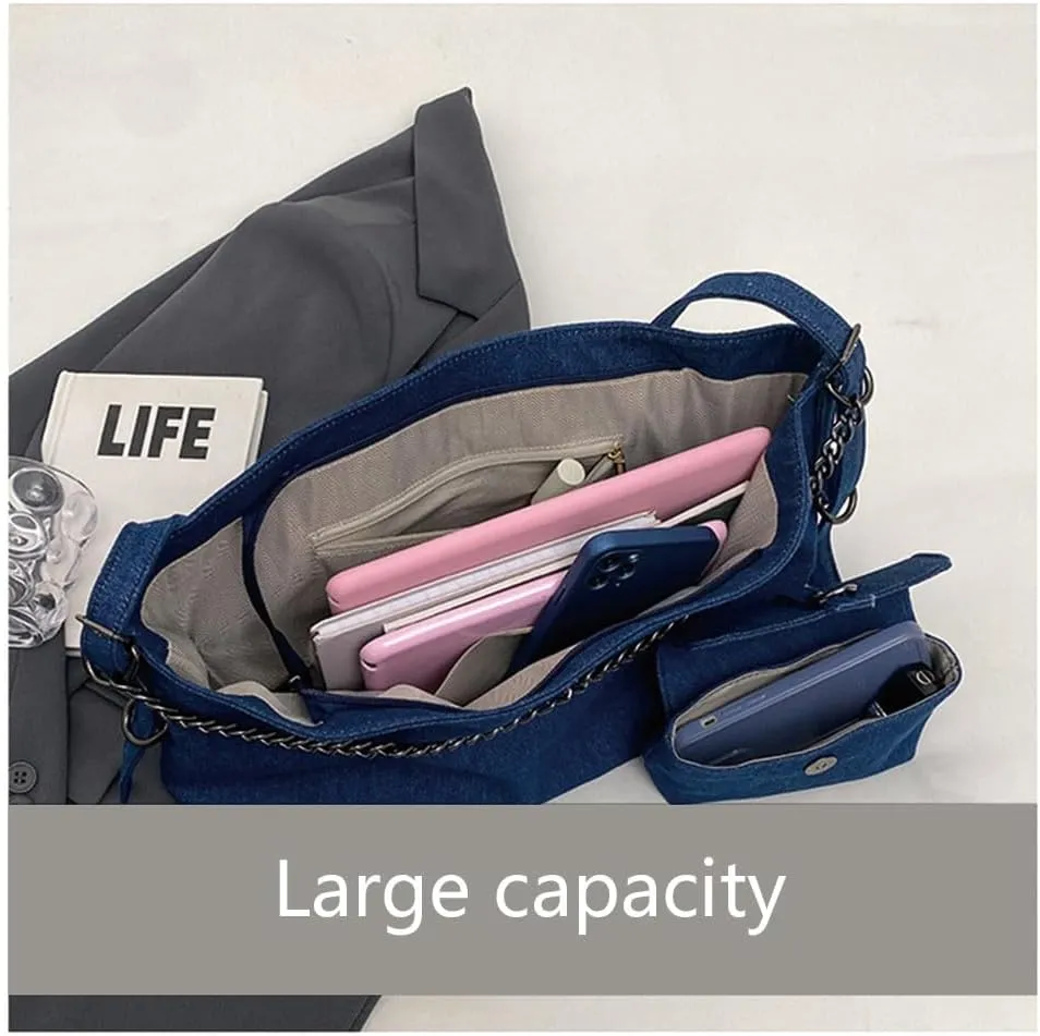 Large capacity denim canvas comfortable casual shoulder crossbody bag for women