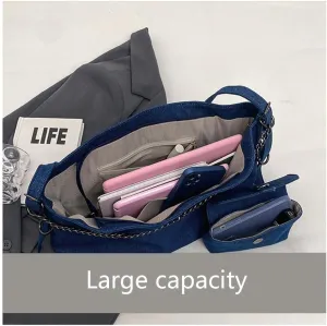 Large capacity denim canvas comfortable casual shoulder crossbody bag for women