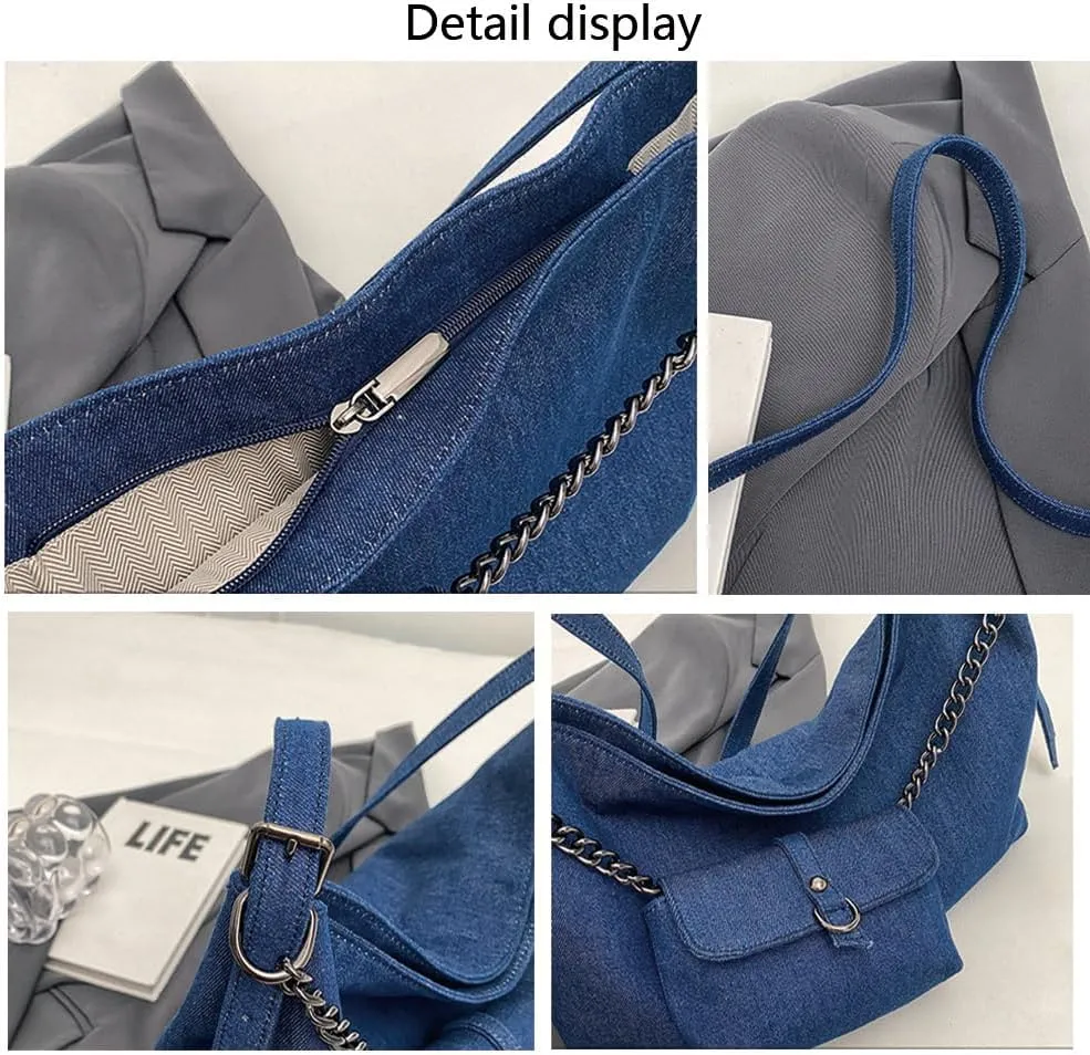 Large capacity denim canvas comfortable casual shoulder crossbody bag for women