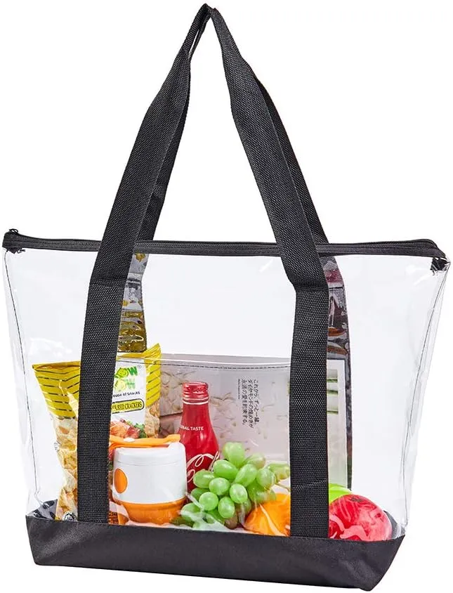 Large Clear Tote Bag, Fashion PVC Shoulder Handbag for Women, Clear Stadium Bag for Security Travel,Shopping,Sports and Work
