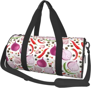 Large Duffle Bag for Travel - Onion Bell Pepper Gym Bag for Women Men, Foldable Travel Bags for Women Men with Zippered Multiple Pockets
