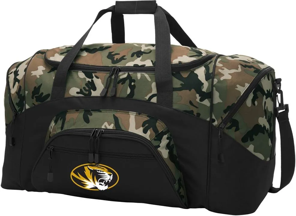 LARGE Mizzou Duffel Bag University of Missouri Suitcase or Gym Bag For Men Or Her (Camo)