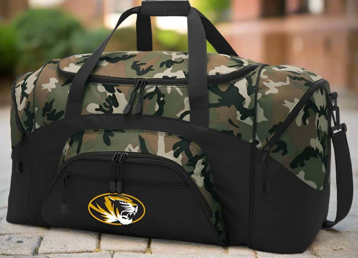 LARGE Mizzou Duffel Bag University of Missouri Suitcase or Gym Bag For Men Or Her (Camo)