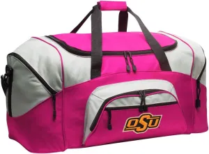 LARGE OSU Cowboys Duffel Bag Oklahoma State Suitcase or Gym Bag For Men Or Her (Pink)