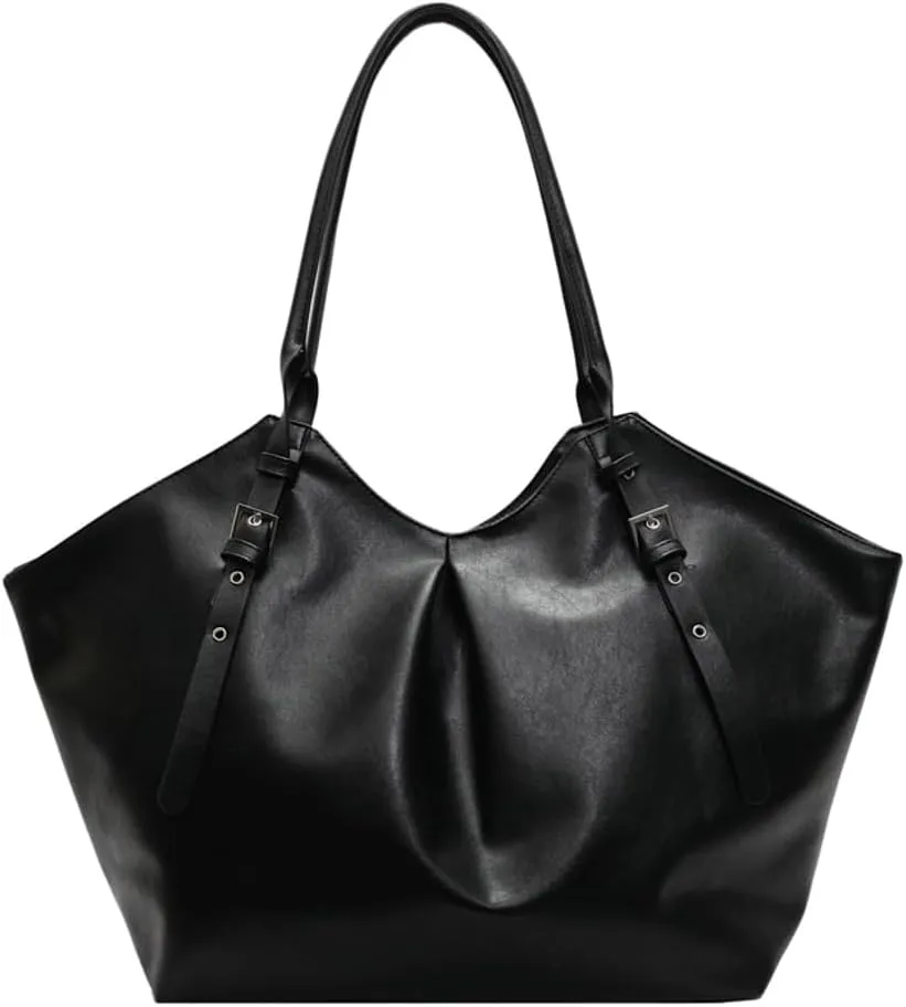 Large Tote Bag Women Trendy PU Leather Shoulder Purses Satchel Oversize Casual Handbags Work Dating College 2025