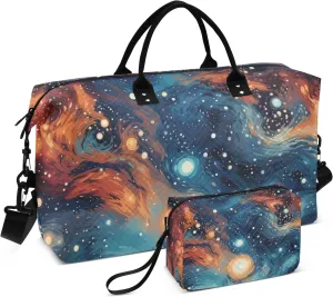 Large Travel Duffel Bag Sports Tote Gym Bag Overnight Weekender Bags Abstract Nebula Carry On Luggage with Toiletry Bags