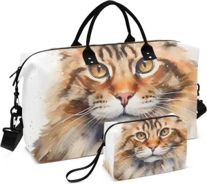 Large Travel Duffel Bag Sports Tote Gym Bag Overnight Weekender Bags Maine Coon Carry On Luggage with Toiletry Bags