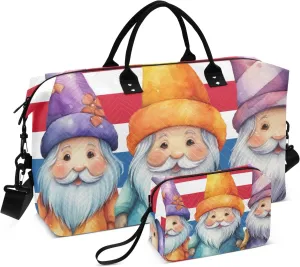 Large Travel Duffel Bag Sports Tote Gym Bag Overnight Weekender Bags Us Gnome Dwarf Carry On Luggage with Toiletry Bags