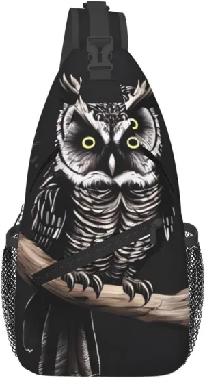 Late Night Owl Cross Chest Bag Diagonally Sling Bag for Men Women Crossbody Shoulder Bag Travel Hiking Daypack