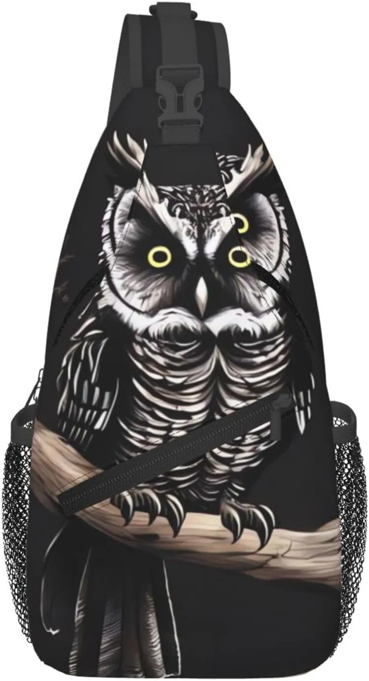 Late Night Owl Cross Chest Bag Diagonally Sling Bag for Men Women Crossbody Shoulder Bag Travel Hiking Daypack