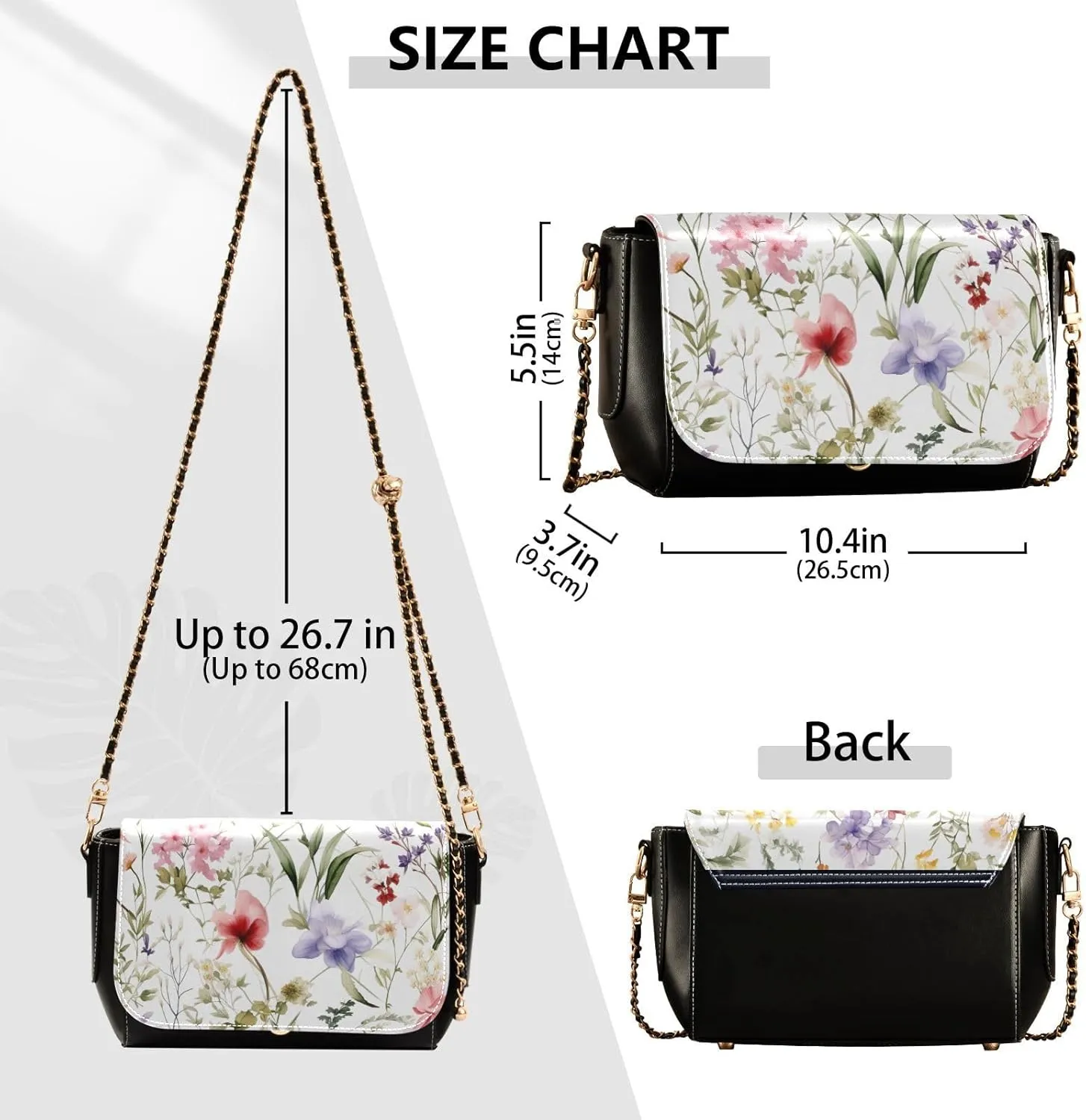 Lavender Flowers on White Leather Crossbody Bags for Women, Leather Crossbody Shoulder Bag, Leather Women Crossbody Bag