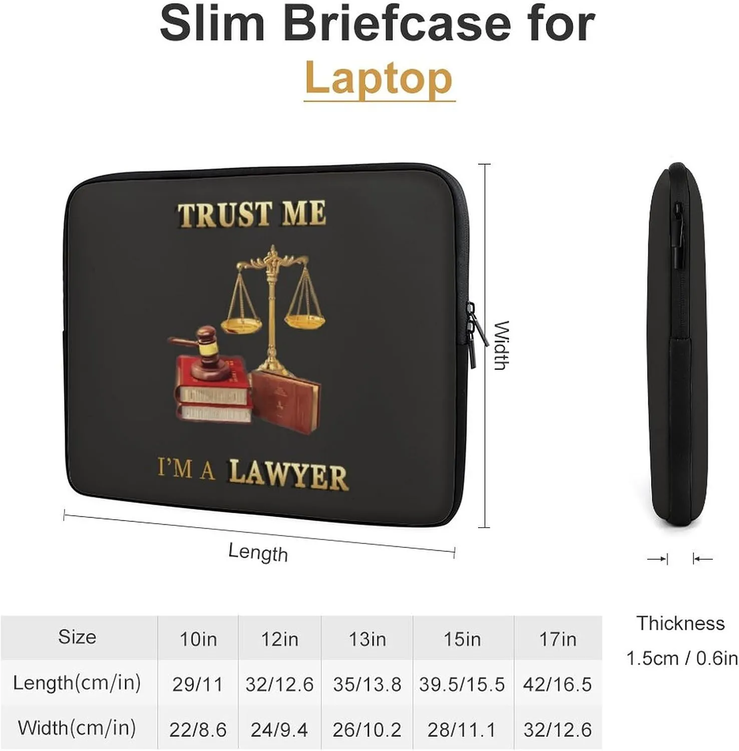 Lawyers Libra Pattern Laptop Sleeve 13/15 Inch Durable Briefcase Cover Shockproof Protective Case Handbags Portable Laptop Bag