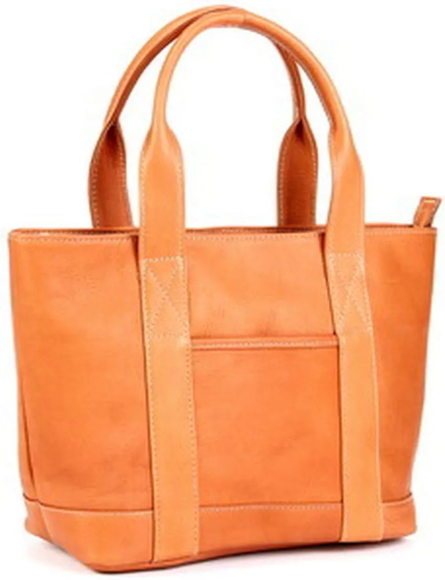 Le Donne Leather Double Strap Pocket Tote, 13” x 8.5” x 5” – 6.5” Drop Length