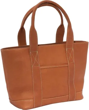 Le Donne Leather Double Strap Pocket Tote, 13” x 8.5” x 5” – 6.5” Drop Length