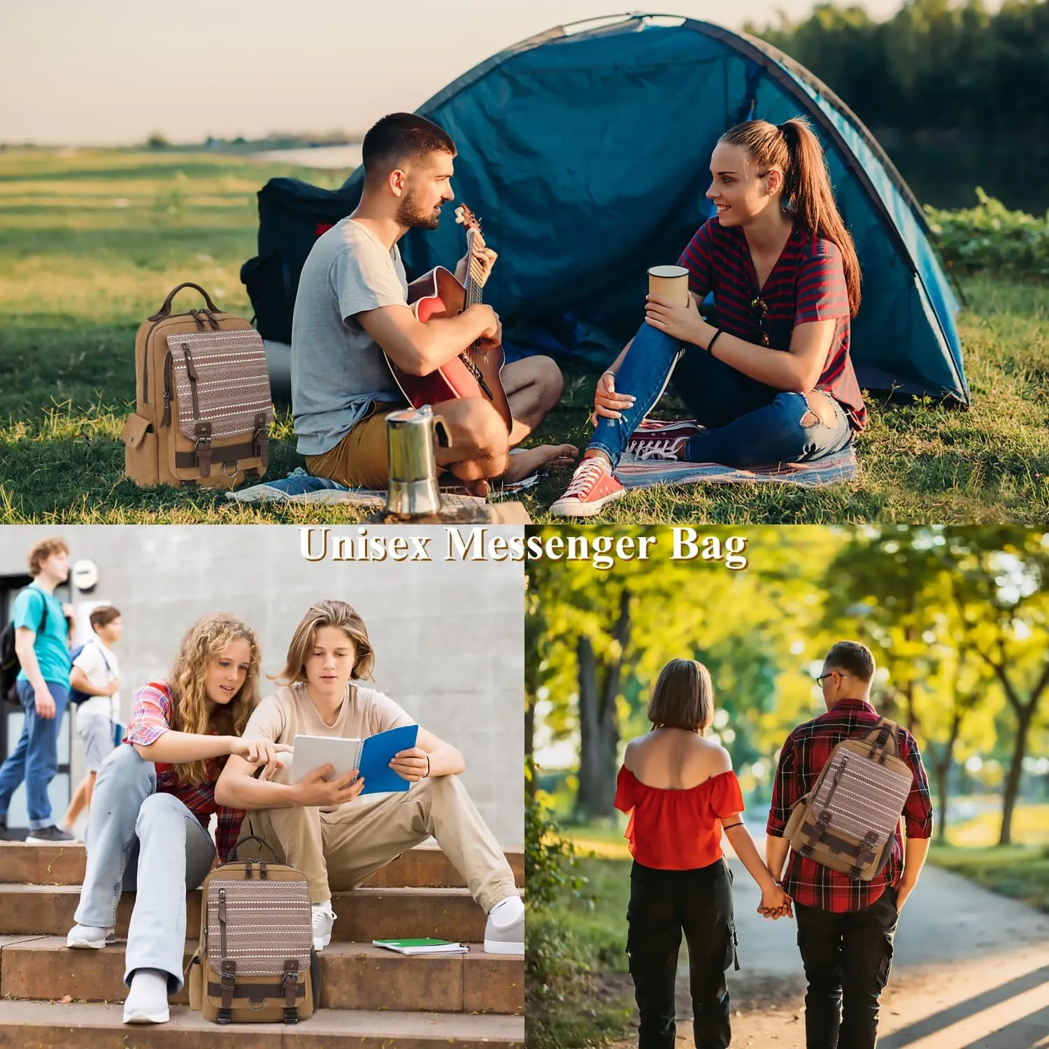 Leaper Retro Crossbody Bag Sling Bag Canvas Messenger Bag for Men Women Shoulder Bag Crossbody Handbags Satchel Travel Bag