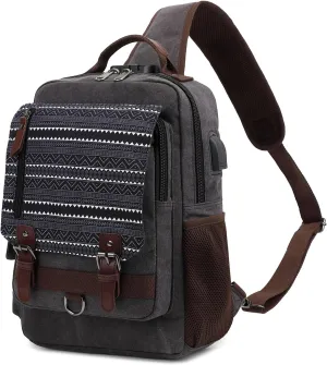 Leaper Retro Crossbody Bag Sling Bag Canvas Messenger Bag for Men Women Shoulder Bag Crossbody Handbags Satchel Travel Bag