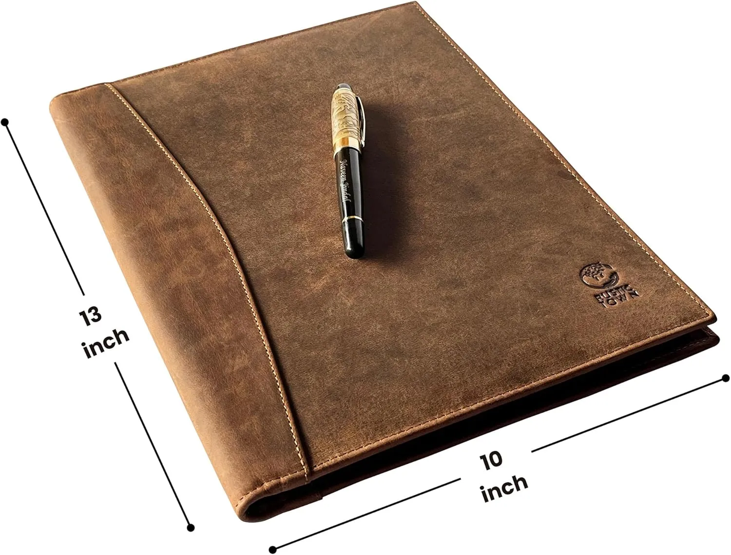 Leather Business Portfolio by Rustic Town | A4 Conference Folder Gift for Men & Women | Handmade Durable Leather Padfolio 3   1 Sleeves for Documents and Notepad