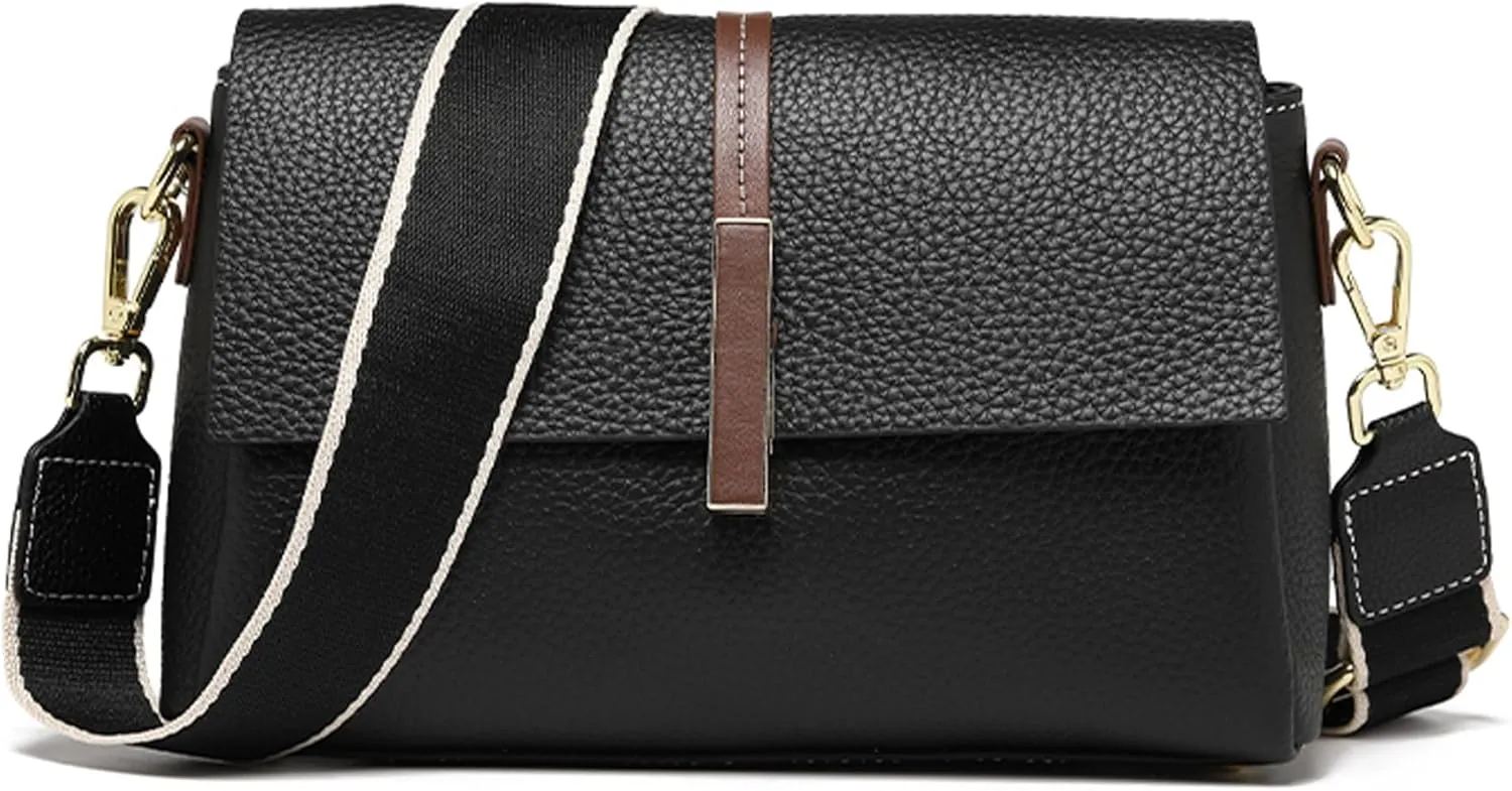 Leather Crossbody Bags for Women Large Capacity Women's Bags Multi-Compartment Shoulder Bag With 2 Shoulder Straps