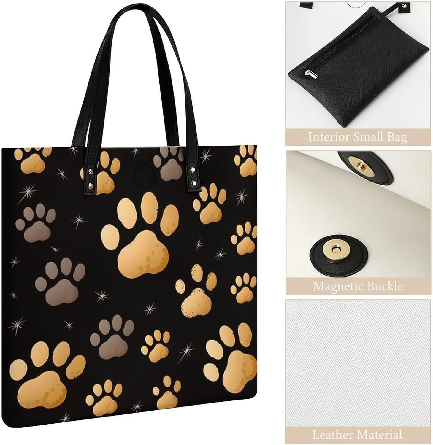 Leather Handbag for Women Tote Bag with Magnetic Buckle A Full Pizza Crossbody Bag Shoulder Bags