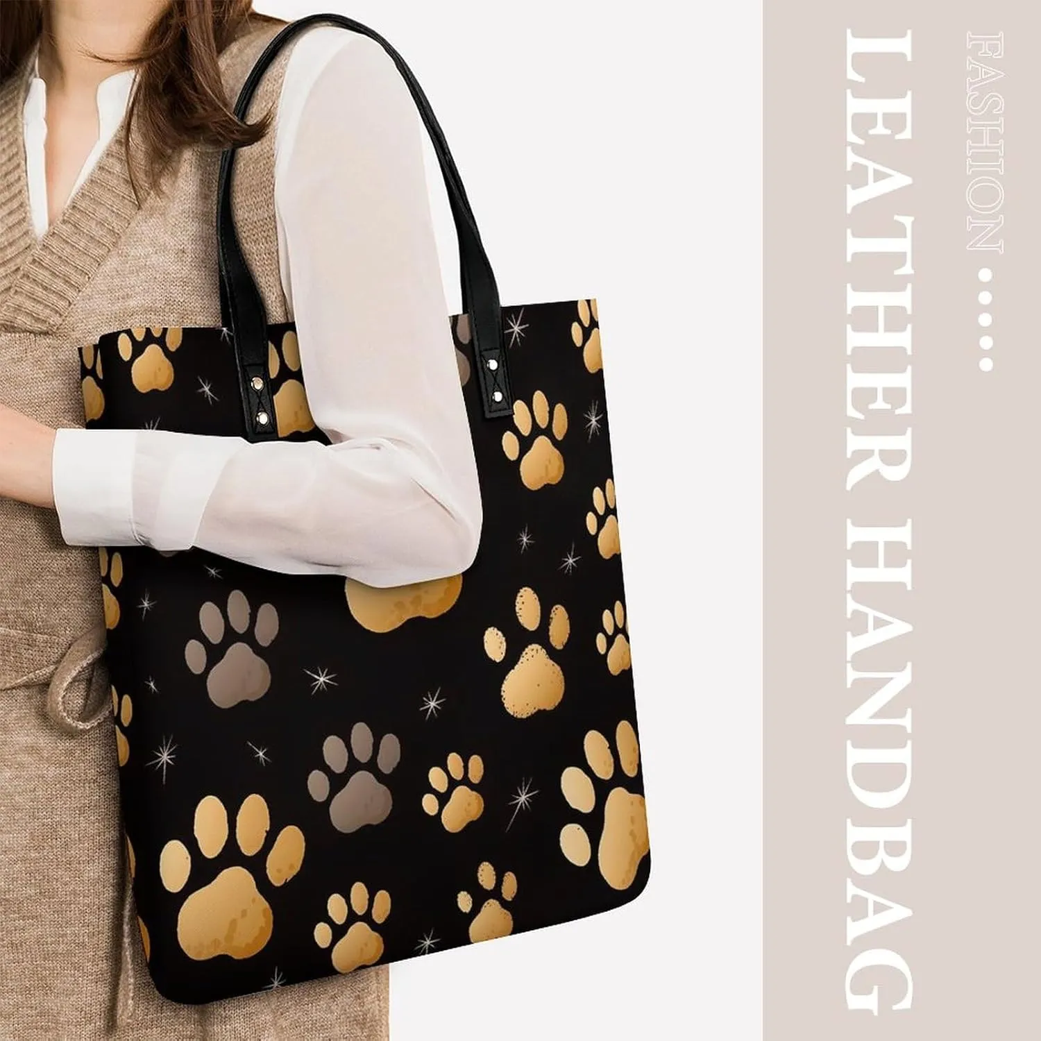 Leather Handbag for Women Tote Bag with Magnetic Buckle A Full Pizza Crossbody Bag Shoulder Bags