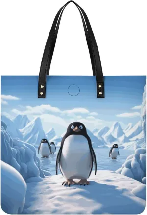 Leather Handbag for Women Tote Bag with Magnetic Buckle Angel with Blue Wings Crossbody Bag Shoulder Bags