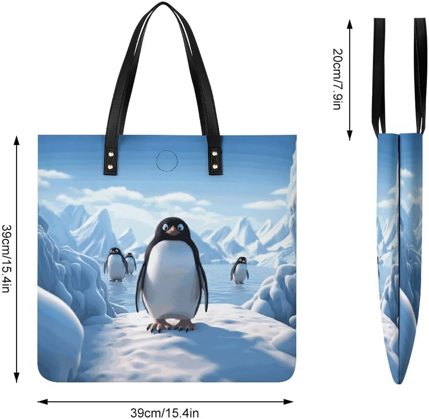 Leather Handbag for Women Tote Bag with Magnetic Buckle Angel with Blue Wings Crossbody Bag Shoulder Bags