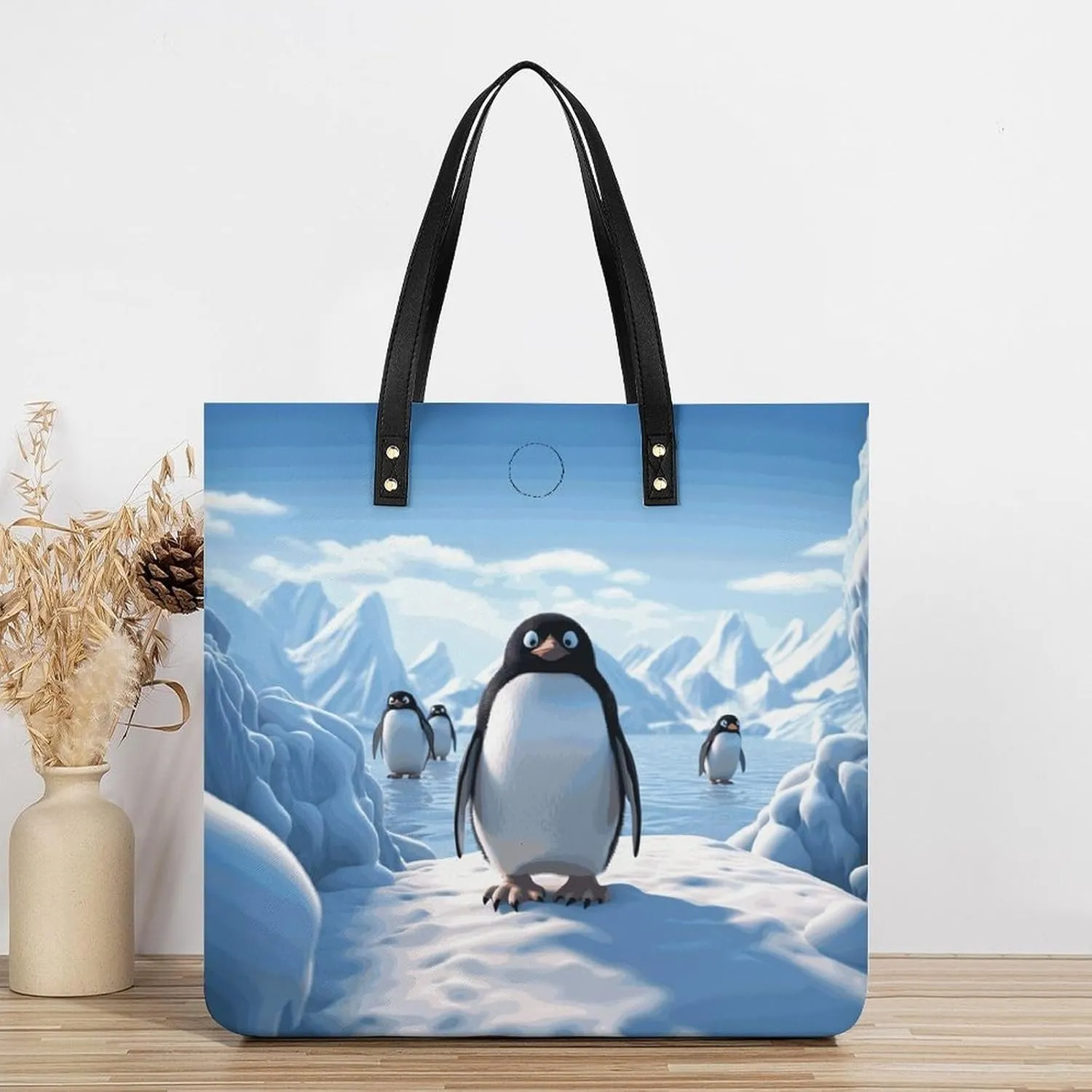 Leather Handbag for Women Tote Bag with Magnetic Buckle Angel with Blue Wings Crossbody Bag Shoulder Bags