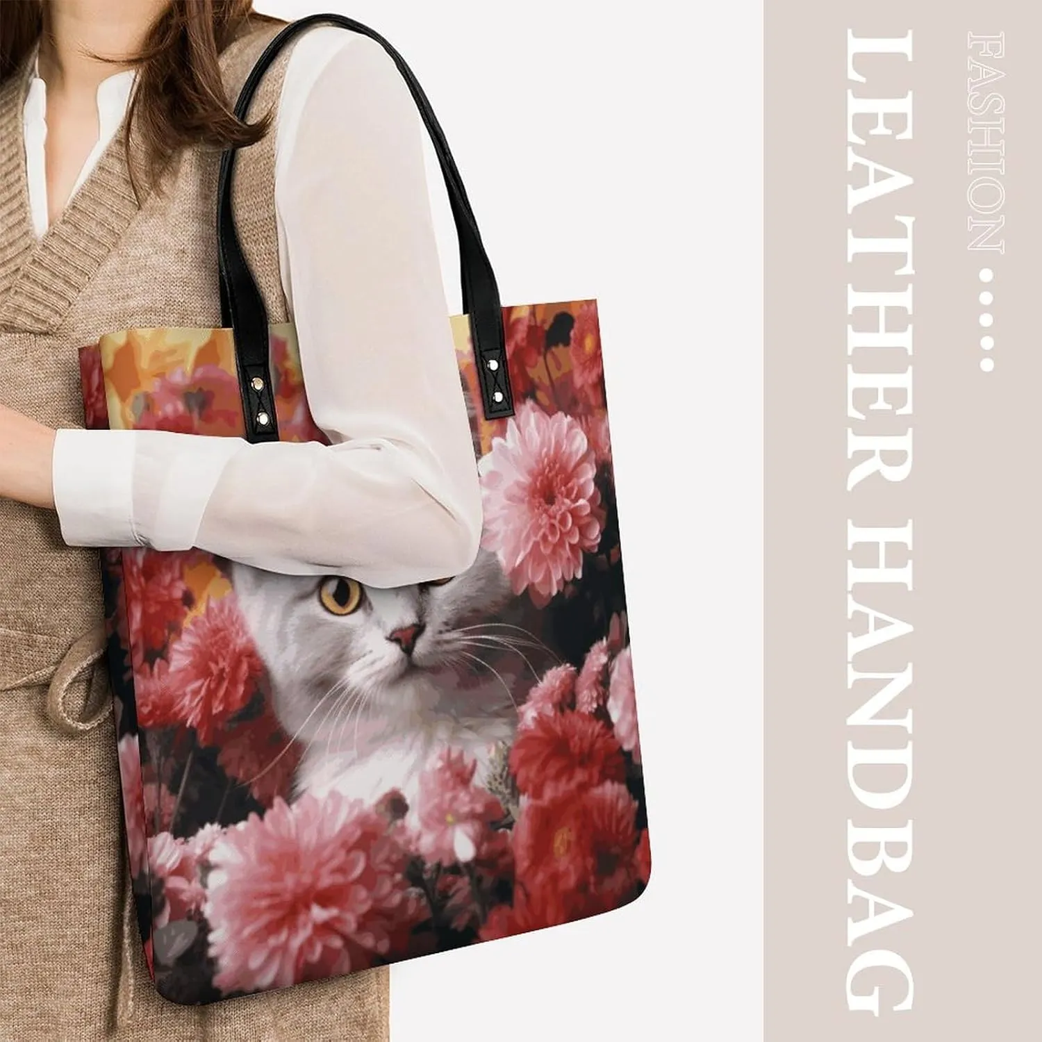 Leather Handbag for Women Tote Bag with Magnetic Buckle Egyptian Pyramids Crossbody Bag Shoulder Bags