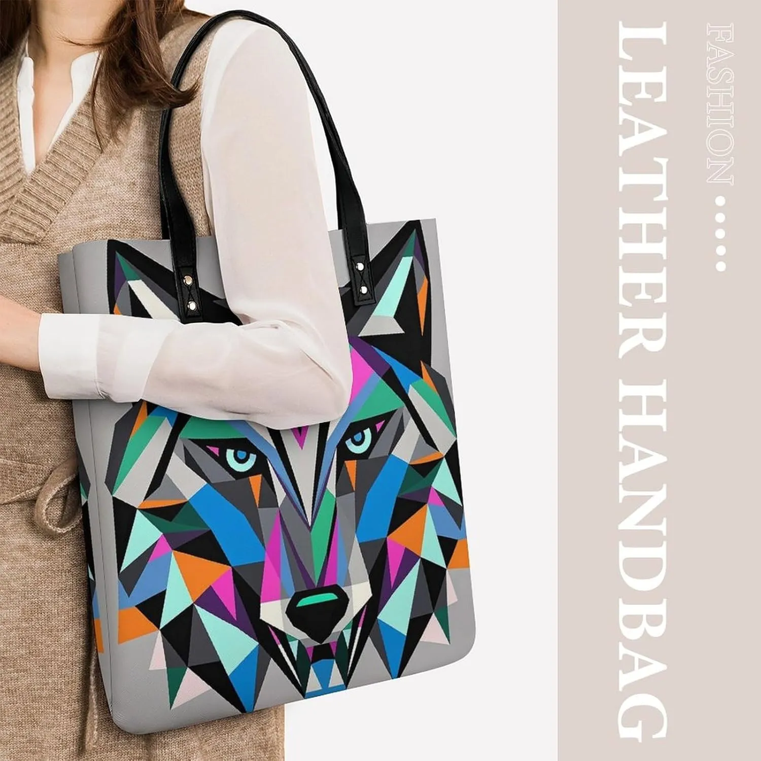 Leather Handbag for Women Tote Bag with Magnetic Buckle Lavender And Butterflies Crossbody Bag Shoulder Bags