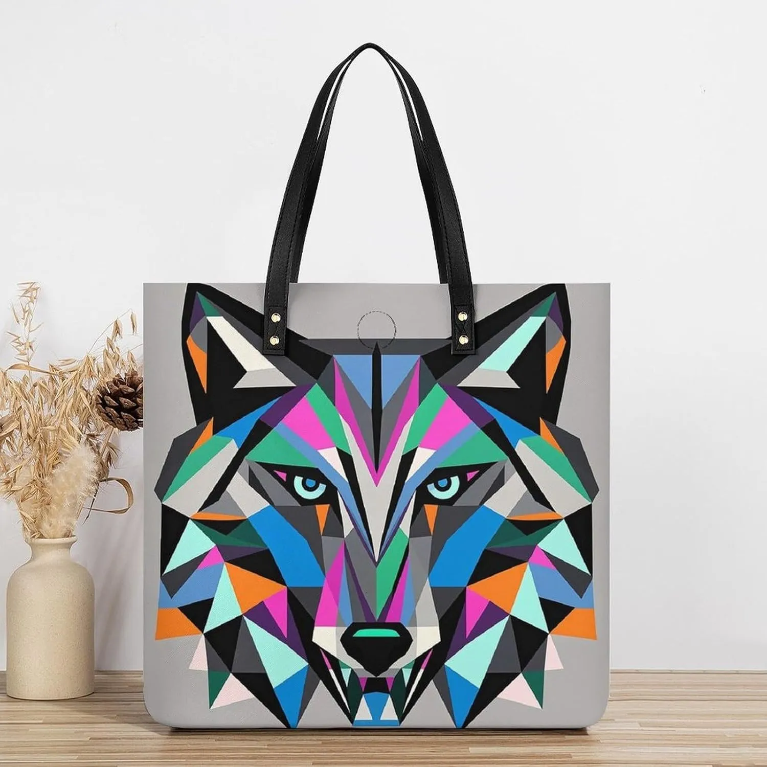 Leather Handbag for Women Tote Bag with Magnetic Buckle Lavender And Butterflies Crossbody Bag Shoulder Bags