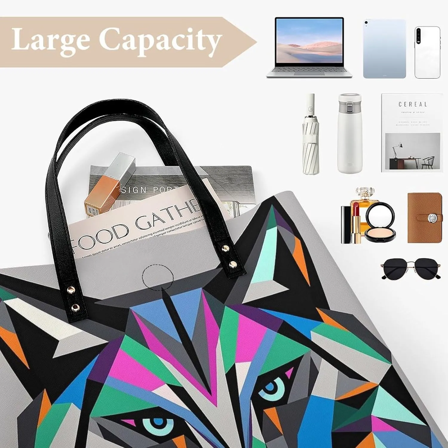 Leather Handbag for Women Tote Bag with Magnetic Buckle Lavender And Butterflies Crossbody Bag Shoulder Bags