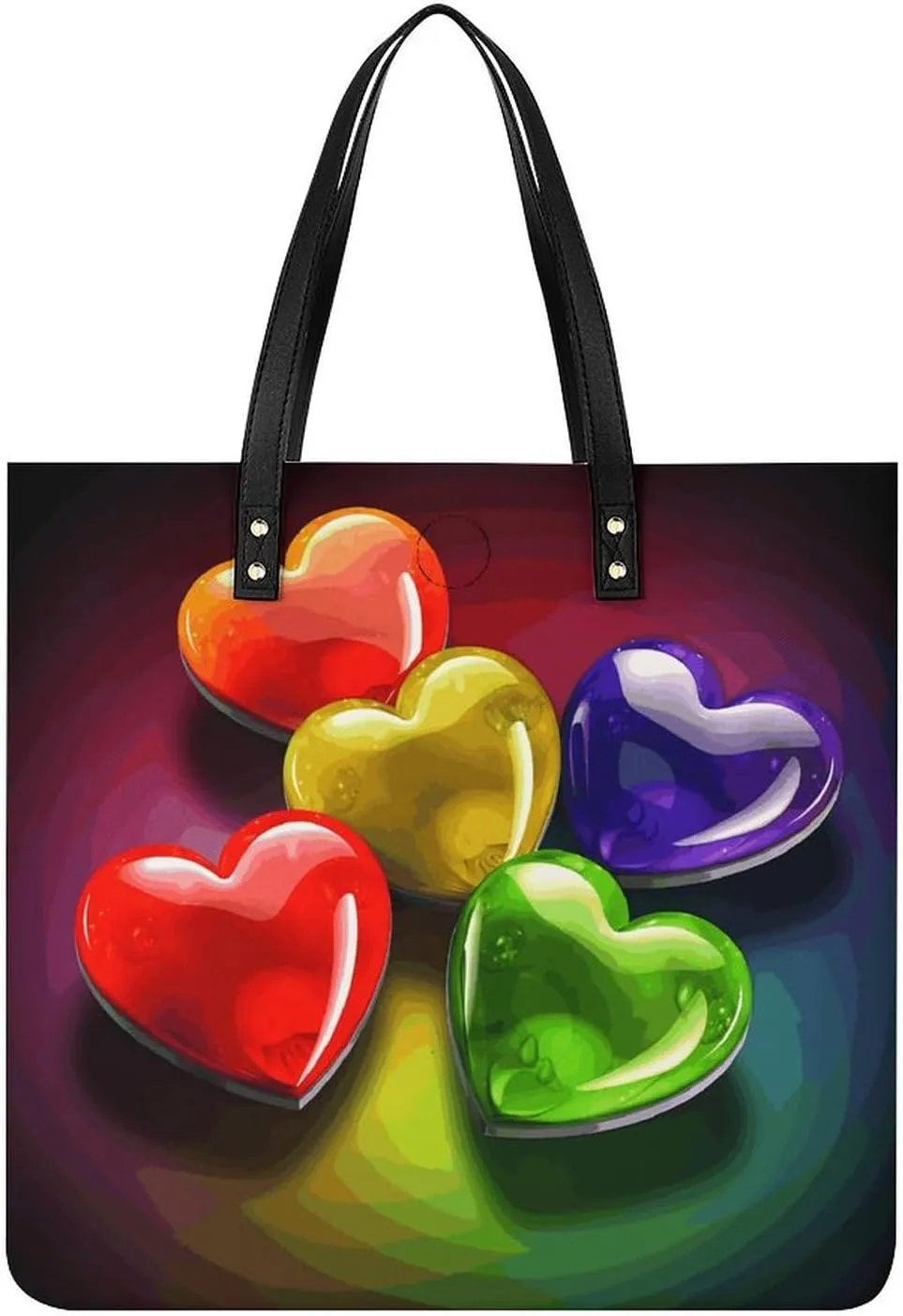 Leather Handbag for Women Tote Bag with Magnetic Buckle Pixel Shaped Heart Crossbody Bag Shoulder Bag